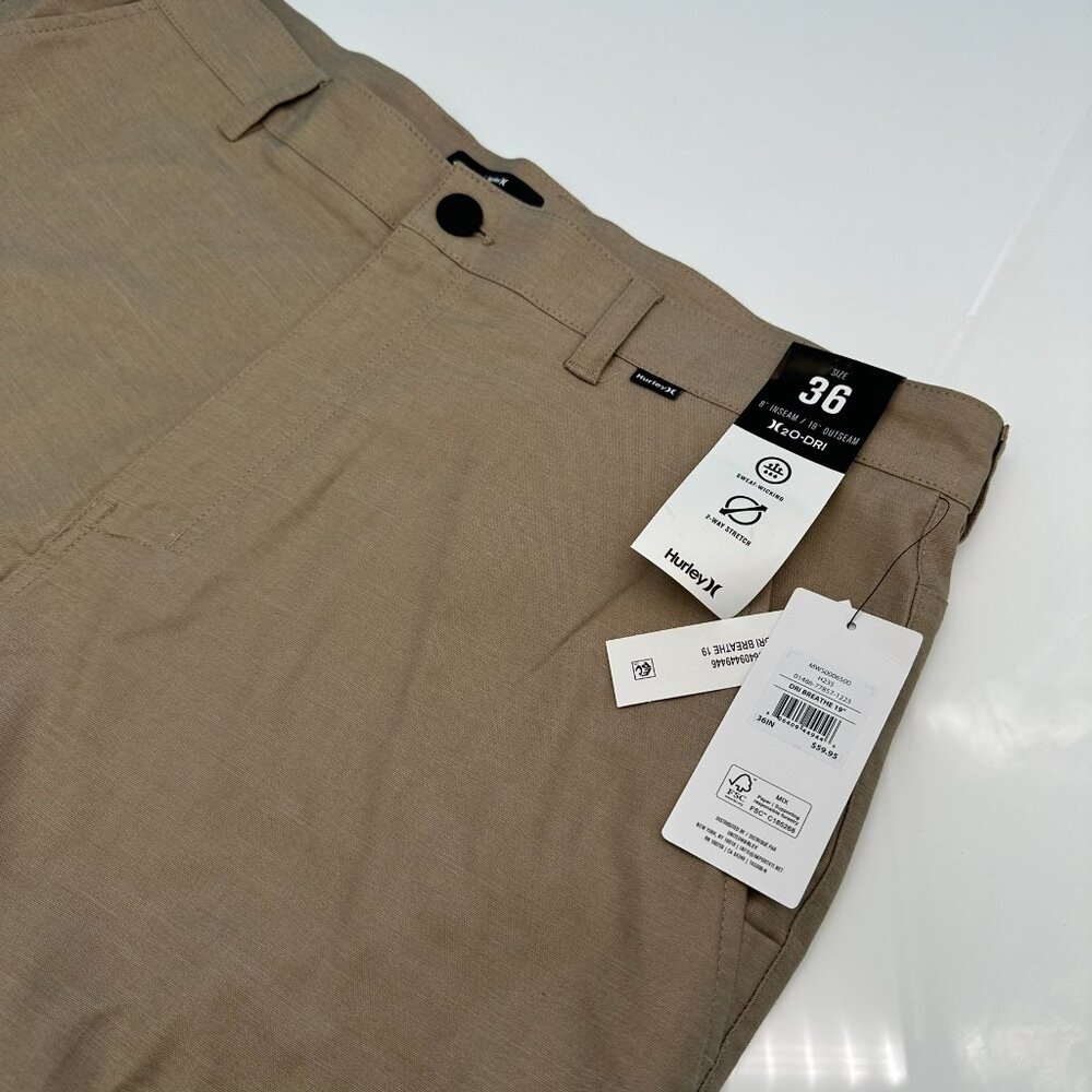 Hurley Men's H2O Dri Breathe 19" Outseam Hybrid Swim‎ Board WalkShorts, Khaki